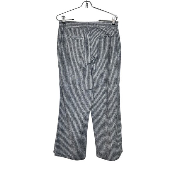Ellen Tracy Striped Pull-On Linen Blend Wide Leg Pant in Blue/White - Size Small - Picture 2 of 6